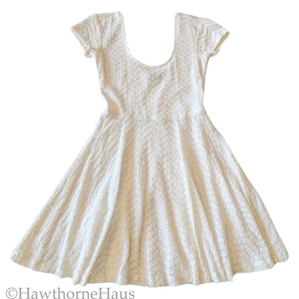 Women's Urban Outfitters Cream Cap Sleeve Skater Dress